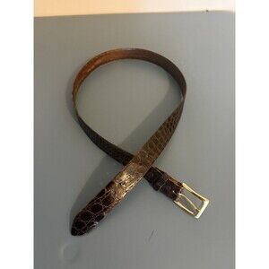 Genuine Crocodile on Sueded Cowhide Leather Belt Men's Brass Buckle Size 38